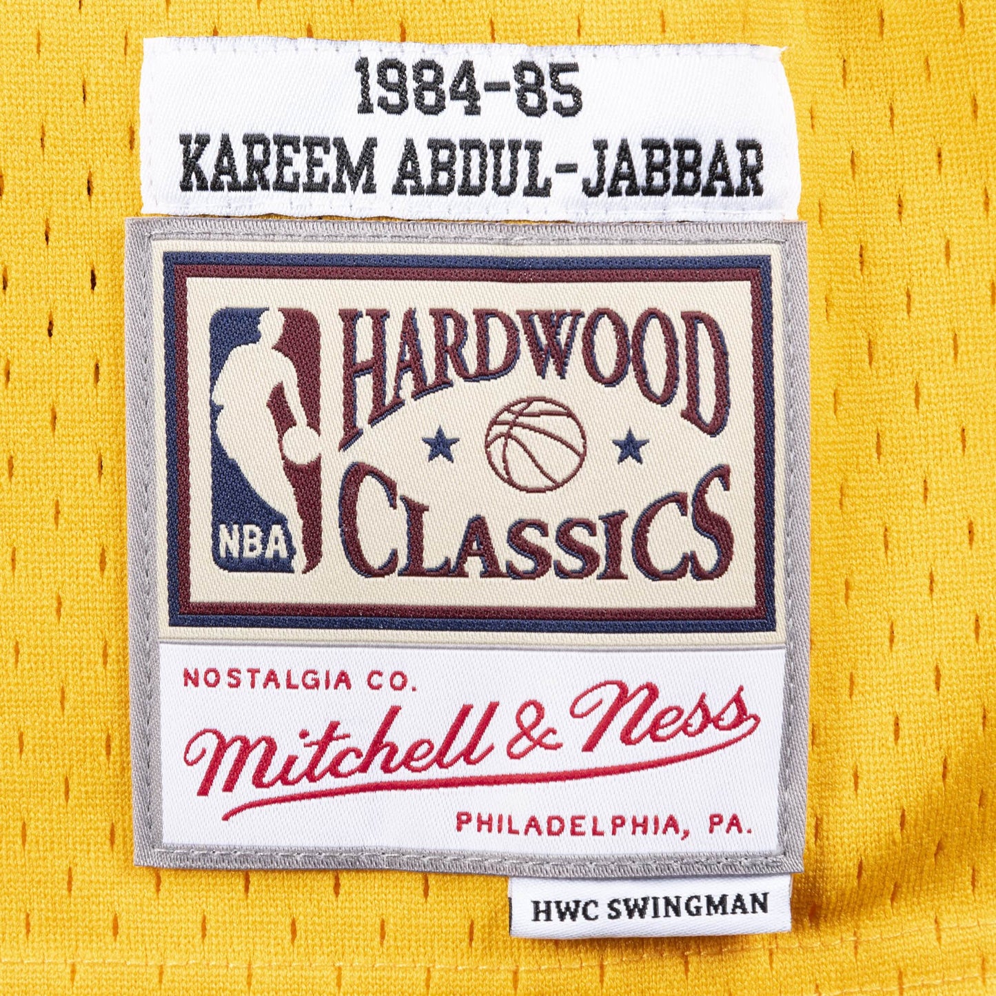 LA Lakers Kareem Abdul-Jabbar 1984/85 Yellow Jersey By Mitchell & Ness