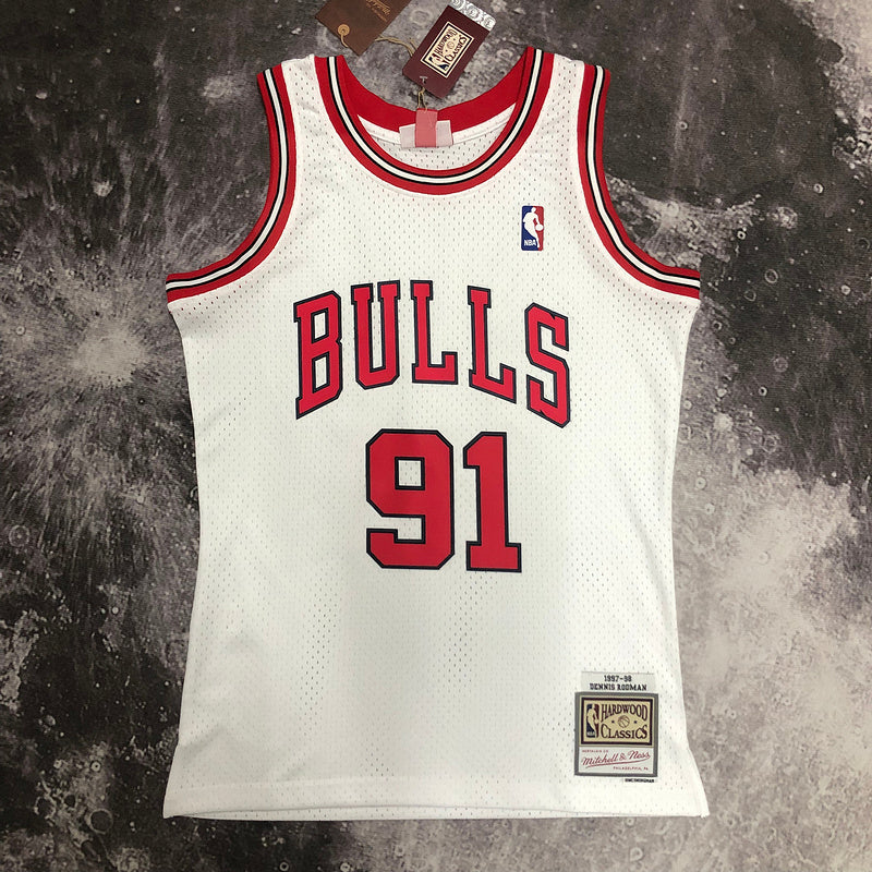 Chicago Bulls Dennis Rodman 1997/98 White Jersey By Mitchell & Ness