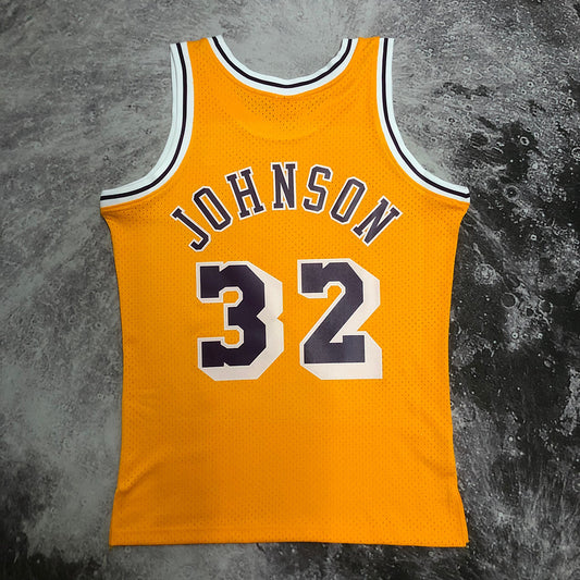 LA Lakers Johnson 1984/85 Yellow Jersey By Mitchell & Ness